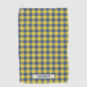 Custom Buffalo Plaid Tartan Pattern Yellow Blue Golfhandtuch (Vorderseite)