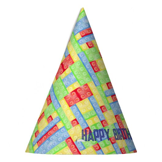 Custom Building Block Birthday Party Hat Partyhütchen (Links)