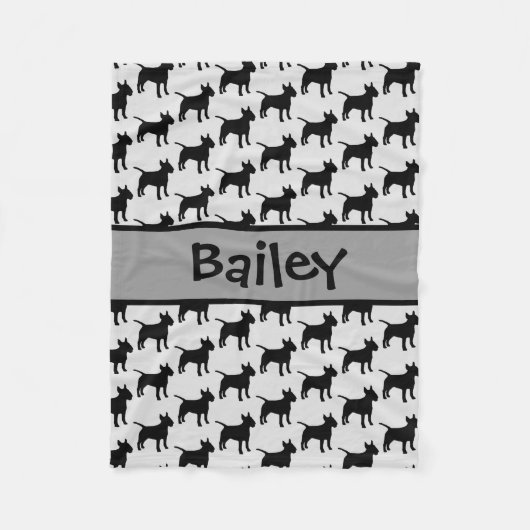 Custom Bull Terrier Dog Silhouette Fleecedecke (Vorderseite)