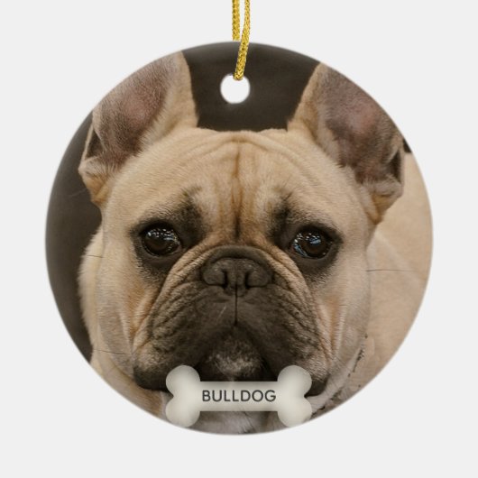 Custom Bulldog-Foto Keramik Ornament (Vorne)