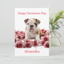 Custom Bulldog mit rosa Rosen Valentine