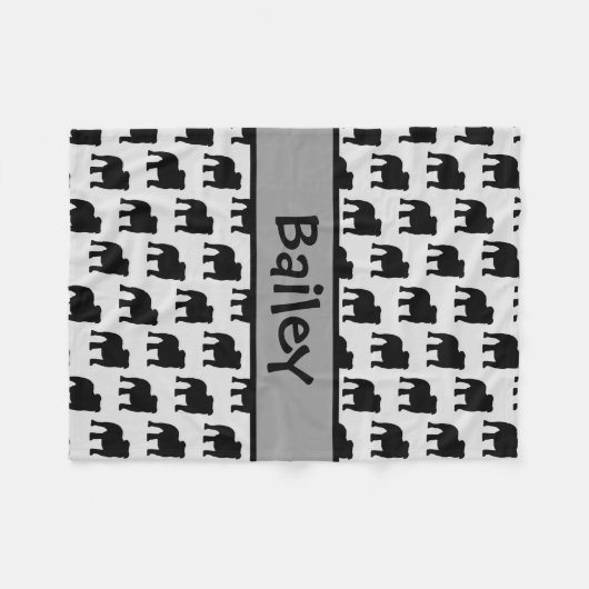 Custom Bulldog-Silhouette Fleecedecke (Vorderseite (Horizontal))