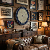 Custom Bullseye Club Navy Blue Wood Grain Dartscheibe