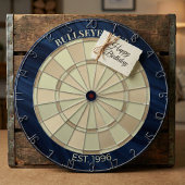 Custom Bullseye Club Navy Blue Wood Grain Dartscheibe