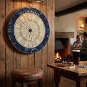 Custom Bullseye Club Navy Blue Wood Grain Dartscheibe