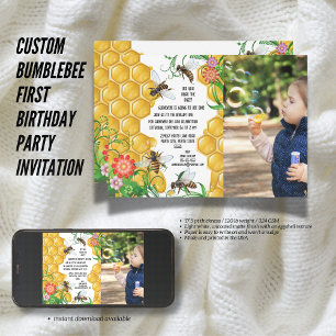 Custom Bumblebee erste Geburtstagsparty Einladung