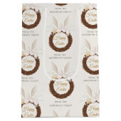 Custom Bunny Ears Wreath Easter Nest Pattern Ivory Mittlere Geschenktüte (Rückseite)