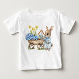 Custom Bunny mit Blue Blumen Baby T-shirt