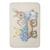 Custom Bunny mit Blue Blumen Badematte (Vorderseite Vertikal)