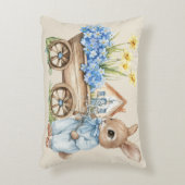 Custom Bunny mit Blue Blumen Dekokissen (Vorderseite(Vertikal))