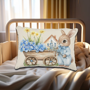 Custom Bunny mit Blue Blumen Dekokissen