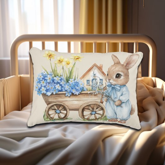 Custom Bunny mit Blue Blumen Dekokissen
