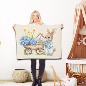 Custom Bunny mit Blue Blumen Fleecedecke