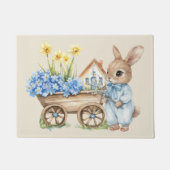 Custom Bunny mit Blue Blumen Fußmatte (Vorderseite)