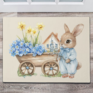 Custom Bunny mit Blue Blumen Fußmatte