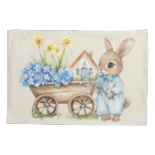 Custom Bunny mit Blue Blumen Kissenbezug (Rückseite)