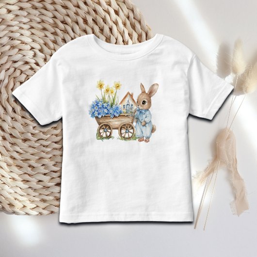Custom Bunny mit Blue Blumen Kleinkind T-shirt