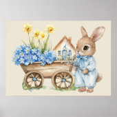 Custom Bunny mit Blue Blumen Poster (Vorne)