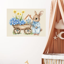 Custom Bunny mit Blue Blumen Poster