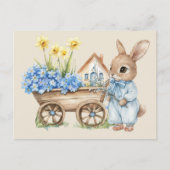 Custom Bunny mit Blue Blumen Postkarte (Vorderseite)