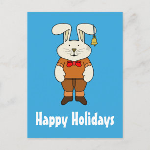 Custom Bunny mit einer Glocke in seinem Ohr Feiertagspostkarte