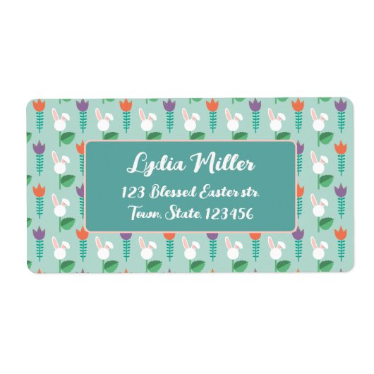 Custom Bunny & Tulip Easter Return Address Label (Vorne)