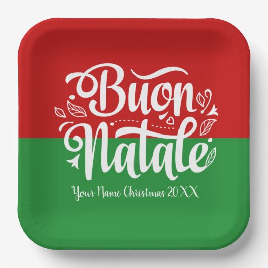 Custom Buon Natale Italienisch Frohe Weihnachten Pappteller (Vorderseite)