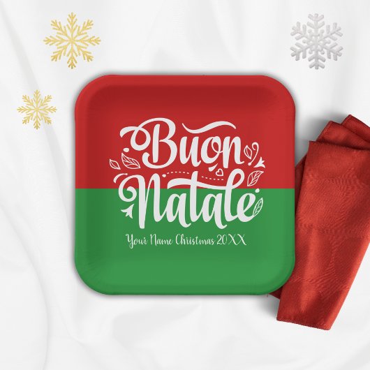Custom Buon Natale Italienisch Frohe Weihnachten Pappteller