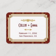 Custom Burgund Art Deco Hochzeiten Platzkarten