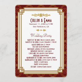 Custom Burgundy Art Deco Hochzeitsprogramme Programm