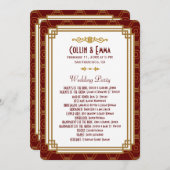 Custom Burgundy Art Deco Hochzeitsprogramme Programm (Vorne/Hinten)