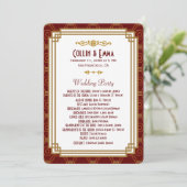 Custom Burgundy Art Deco Hochzeitsprogramme Programm (Stehend Vorderseite)