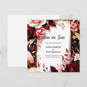 Custom Burgundy Bohemisch Save The Date (Vorne/Hinten)