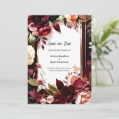 Custom Burgundy Charm Save The Date (Stehend Vorderseite)