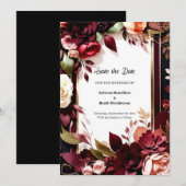 Custom Burgundy Charm Save The Date (Vorne/Hinten)