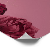 Custom Burgundy Floral Wedding Anniversary Poster (Ecke)