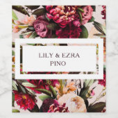 Custom Burgundy Floral Wedding Weinetikett (Einzelnes Label)