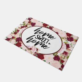 Custom Burgundy Floral Zuhause Sweet Zuhause Fußmatte