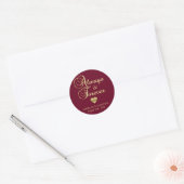 Custom BURGUNDY Gold immer & ewig Hochzeit Runder Aufkleber (Umschlag)