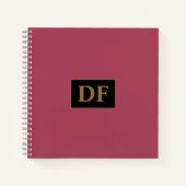 Custom Burgundy mit Gold-Initialen-Notebook Notizblock (Vorderseite)