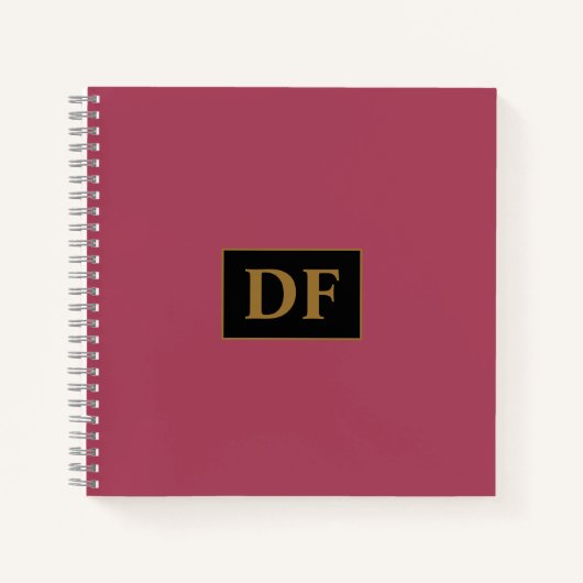 Custom Burgundy mit Gold-Initialen-Notebook Notizblock (Vorderseite)