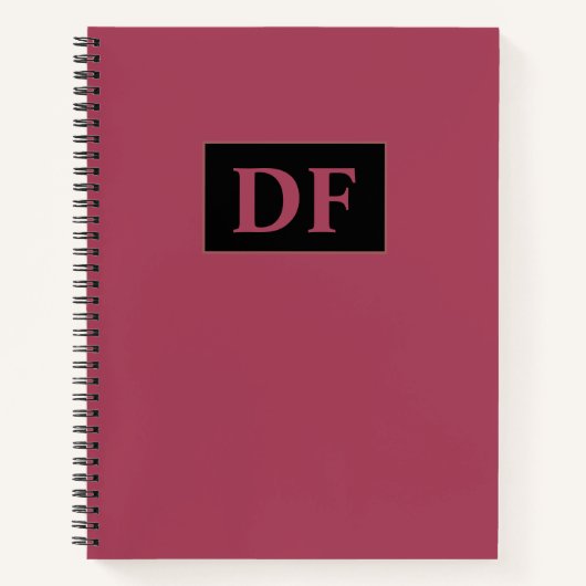 Custom Burgundy Mit Monogramm Notebook Notizblock (Vorderseite)