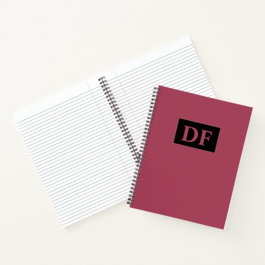 Custom Burgundy Mit Monogramm Notebook Notizblock (Innenseite)
