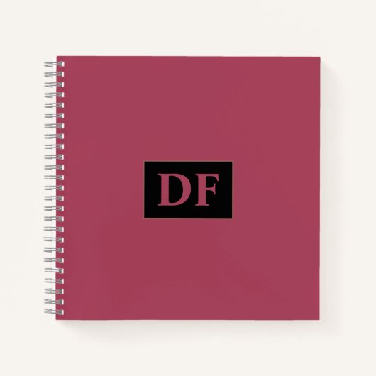 Custom Burgundy Mit Monogramm Notebook Notizblock (Vorderseite)
