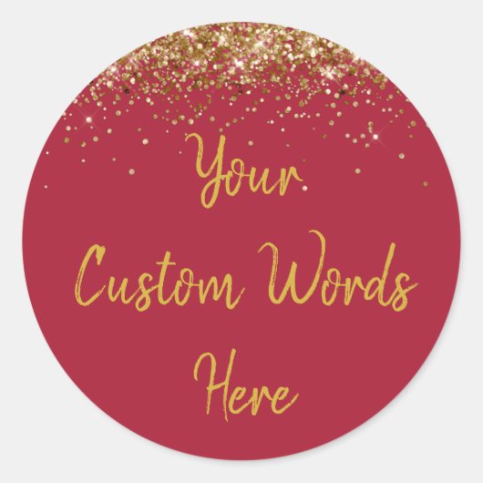 Custom Burgundy Red and Gold Birthday Party Gefall Runder Aufkleber (Vorderseite)