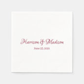 Custom burgundy Script Couple Name Date Wedding Serviette (Vorderseite)