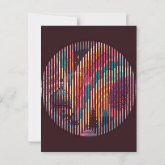 Custom Burgundy Striping Art Postcard Postkarte