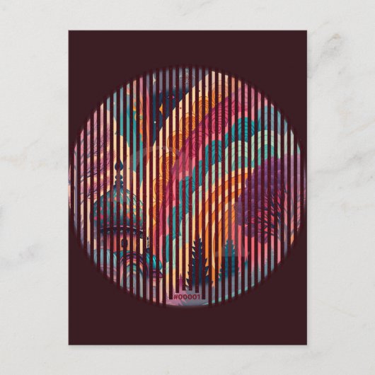 Custom Burgundy Striping Art Postcard Postkarte (Vorderseite)