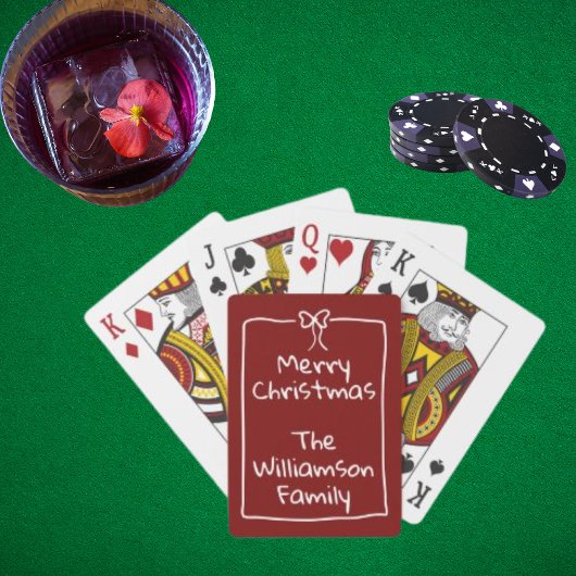 Custom Burgundy Whimsical Doodle Christmas Gift  Spielkarten