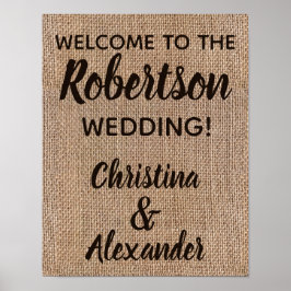 Custom Burlap Rustic Vintage Wedding Willkommensze Poster
